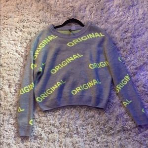 Gray and lime green sweater crop top